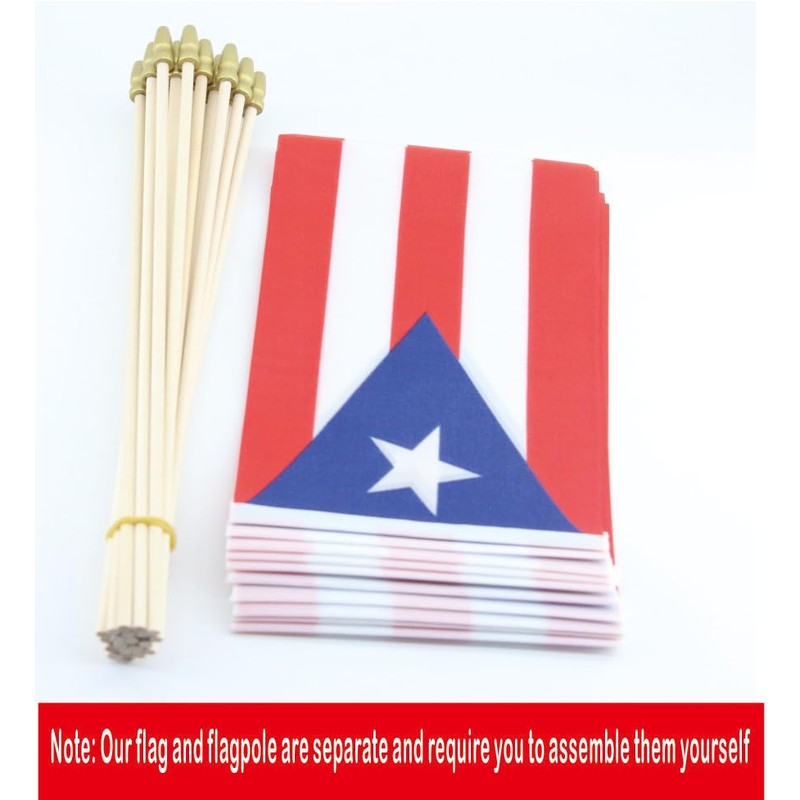 20 Pack Puerto Rico Flags Puerto Rican Stick Flag Small