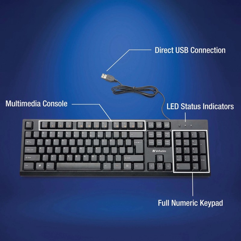 Verbatim Universal Wired Keyboard Black (70735) VER70735