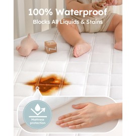 Yoofoss Waterproof Cot Bed Mattress Protector 120 x 60 cm Breathable Toddler Bed Mattress Protector Comfortable Noiseless White