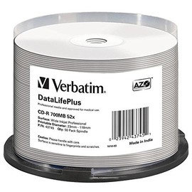 Verbatim 43745 52x CD-R DataLifePlus Inkjet Professional - 50pk Spindle