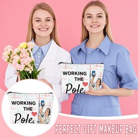 Linen Makeup Bag for Nurses-Durable & Reusable Cosmetic Bags Nurse Gift for Women, 18x23cm, Paramedic Accessories Work Pouch Graduation Student Coworkers for Nurse Week, Birthday, Appreciation Gifts