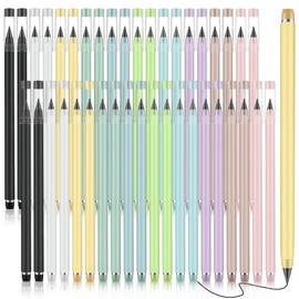 40 Pcs Everlasting Pencil Forever Inkless Pencil Eternal with Eraser Aesthetic Reusable Infinity Pencil for Writing Drawing Home Office School Students Supplies (Multi Colors)
