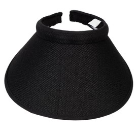 TOP HEADWEAR Women's Wide Brim Visor - Sports 5 Inch Wide Clip On Cap, Weave Black