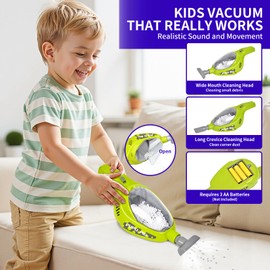 Pupu Pig Toddler Cleaning Cart Set, Kids Cleaning Toy Set Incl.Mini Vacuum Cleaner, Broom and Dustpan Set, Toy Cleaning Supplies, Housekeeping Pretend Play Toys for Girls Boys Gifts, Blue