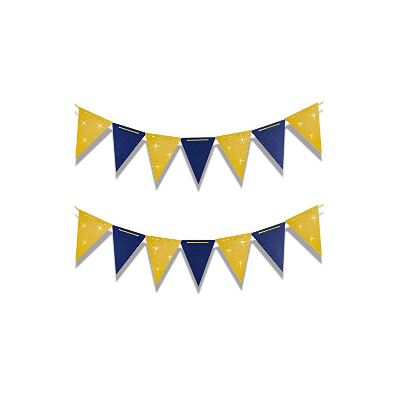 Aimto 20 Feet Navy Blue and Gold Triangle Flag Banner