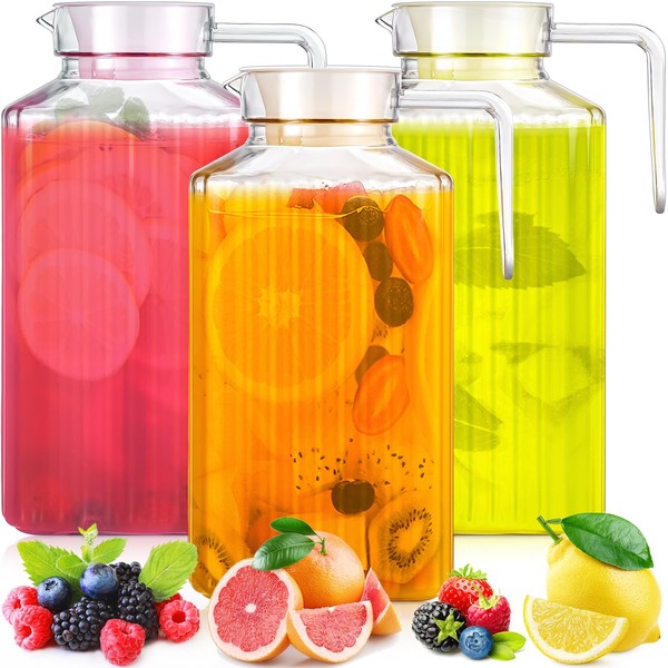 Tanlade 3 Pcs 68 Oz Plastic Pitcher with Lid and