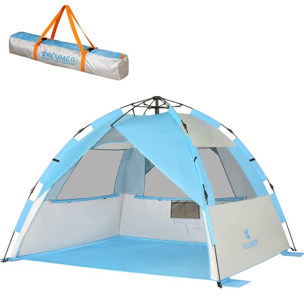 G4Free Deluxe XL Pop Up Beach Tent, 3-4 Persons Easy Setup Sun Shelter Canopy with UPF 50+ UV Protection Extral Wide 70.9 in