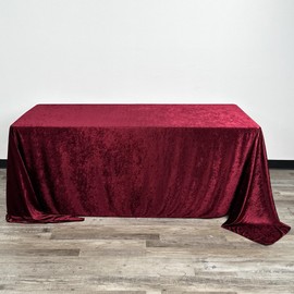 YOUR CHAIR COVERS - 90 x 156 Inch Rectangular Crushed Velvet Tablecloth for 8 ft. Rectangular Tables Wedding, Party, Dining, Banquet and Events - Burgundy