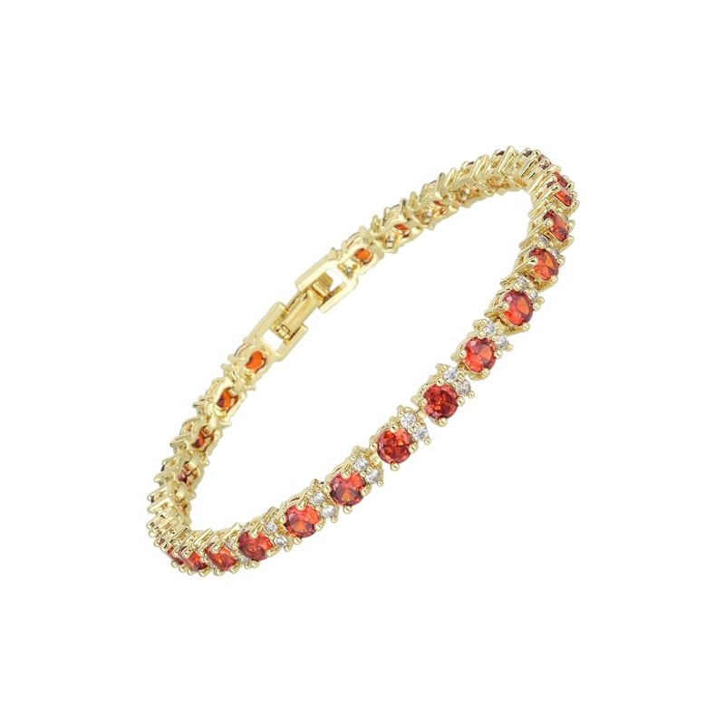 RIZILIA Eternity Tennis Bracelet & Round Cut Red Garnet Color