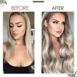 RUNATURE Blonde Weft Hair Extensions Human Hair Highlight Ash Brown Sew in Weft Extensions Remy Human Hair Weft Extensions Straight 18 Inch 100 Gram