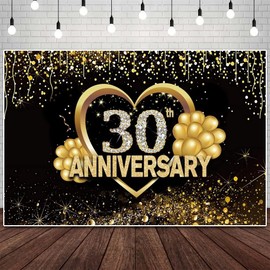 30th Anniversary Backdrop Wedding Anniversary Decorations Backdrop Black Gold 30th Anniversary Banner Backdrop Happy 30 Anniversary Party Supplies Party Banner Photography Background 10x8ft