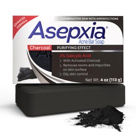 Asepxia Salicylic Acid & Activated Charcoal Bar Soap | Acne Treatment, Reduces Pimples & Blemishes, Deep Cleansing Facial Cleanser, Dries Out Acne, Prevents Breakouts, Face wash, 4 Oz, 1-Pack