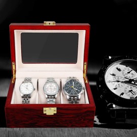 Uten 3 Grids Watch Box Storage Case Organizer Jewellery Display Wooden for Men Women