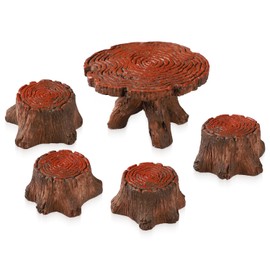 Lyreh 5pcs Fairy Garden Accessories, Miniature Furniture Mini Resin Table and Chairs Set Micro Landscape Ornaments for DIY Home Crafts Dollhouse Succulent Flower Pot Fairy Garden Decor