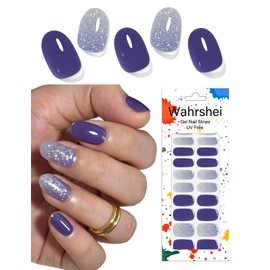 UV Free Gel Nagelfolie, 22 pcs Gray Purple Nagelfolien Selbstklebend No UV für Nagel DIY zu Hause