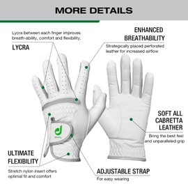 Dprofy Men's Golf Glove Pro Cabretta Leather Golf Gloves Golf Accessories, Pack of 2 (Large)