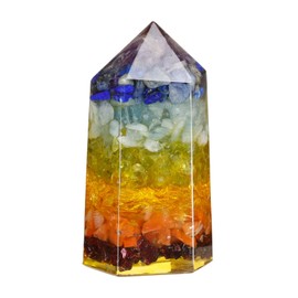 dssmboom Pack of 2 Healing Crystal Wands Hexagonal Crystal Point for Meditation Wicca Chakra Balancing, 7 Chakra Stones
