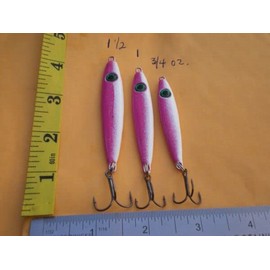 TAKAZOON Floral Supplies For 6 PCS. MINNOW SPOON JIG/LURE BAIT 1-1/2, 1, 3/4 OZ. 2 EACH PINK/WHITE W/HOOKS for Toothy Critters, Rigging Baits and Lures for Saltwater & Freshwater.…