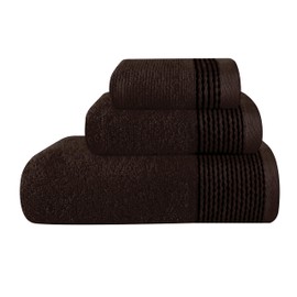 Belizzi Home Ultra Soft 3 Pack Cotton Towel Set, Contains a Bath Towel 28x55 inch, a Hand Towel 16x24 inch & a Wash Coth 12x12 inch, Ideal Everyday use, Compact & Lightweight -Chocolate Brown