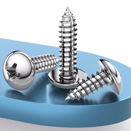 M6.3 * 80(10pcs) Stainless Truss Head Phillips Wood Screw, 18-8 (304) Stainless Steel Sheet Metal Screws, Type A Point, Plain Finish