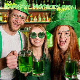 St. Patrick's Day Shamrock Temporary Tattoos & Face Stickers, Waterproof Saint Patrick's Day Clover Tattoos Art Make up Deco Irish Party Favors，face tattoos，Temporary tattoo stickers