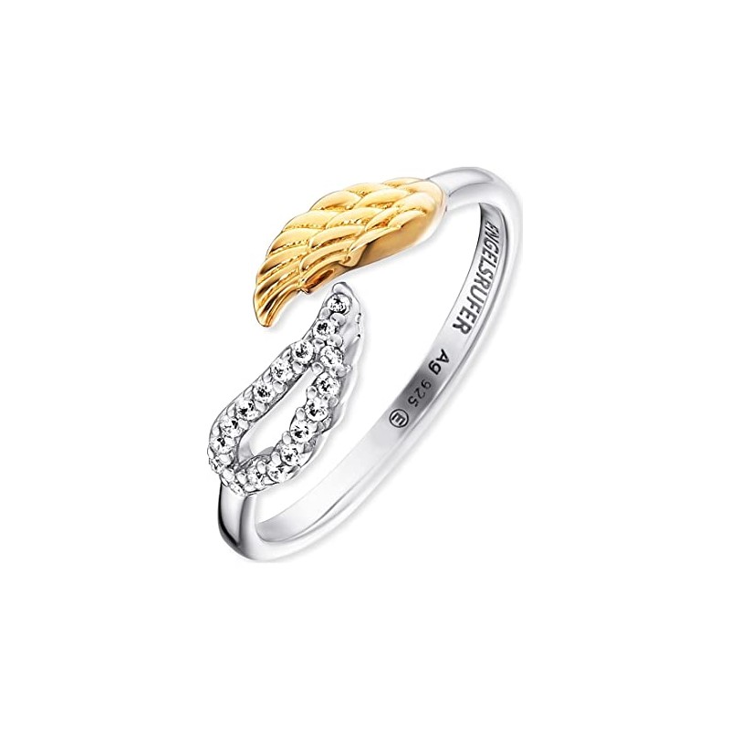 Engelsrufer ERR-TWINWING-ZI-G Women's Ring 925 Sterling Silver with Gold Coloured