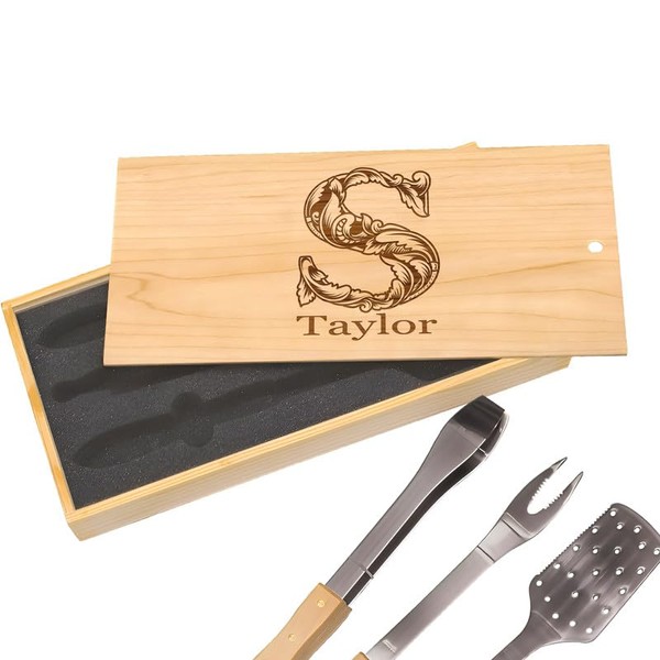 Unique Initial and Name Design Customization BBQ Grill Set -