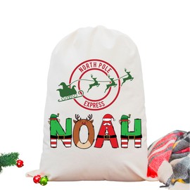 Custom Christmas Santa Sack Gift Bag - Alpha Doodle Design - Perfect for Kids, Cousins, Daughter, Son - Unique Present Organizer with Personal Touch - Durable and Festive