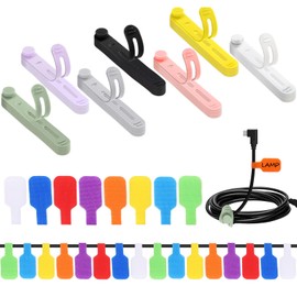 Ribbonlic 90pcs Cable Labels and Cable Ties Cord Management Organizer Kit Reusable 42 Silicone Ties with 48 Cord Labels for Electronics Travel Home Office Desk Wire Organization(Mixed Color)