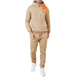 JMIERR Sweatsuits Mens 2 Piece Outfit Lounge Two Piece Sets Fall Fashion 2025 Tracksuits Oversized Hoodies Sweatshirt and Sweatpants Casual Fleece Clothing, M, Beige