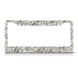 Beabes USA Dollars License Plate Frame American Money Bills Car Frames, License Plates Holder， Funny Design License Plate Aluminum Metal Frames for Women Men Auto Decoration
