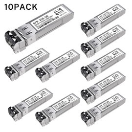 10Pack 10G SFP+ LC Module, 10GBase-SR Multi-Mode Ethernet Transceiver, 850nm MMF up to 400m – Compatible with Cisco, Meraki, Ubiquiti, Mikrotik, Netgear, HPE, TP-Link, Aruba and More