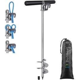 Dolibest 304 Stainless Steel Boat Sand Anchor, 36" Fully Welded Screw-in Sand Anchor with T-Handle for Motorboats, Kayaks, Canoes, Portable Beach Anchor for Shallow/Deep Waters w/Storage Bag
