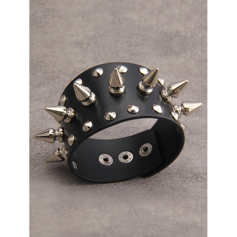 GelConnie Leather Wristband for Men Steampunk Leather Bracelet Womens Biker