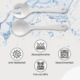 Spoddy Plastic Salad Servers (31 cm Large, Two-Piece, White) - Plastic Salad Cutlery with Salad Spoon and Salad Fork for Serving (Machine Washable and Heat Resistant up to 100 °C)