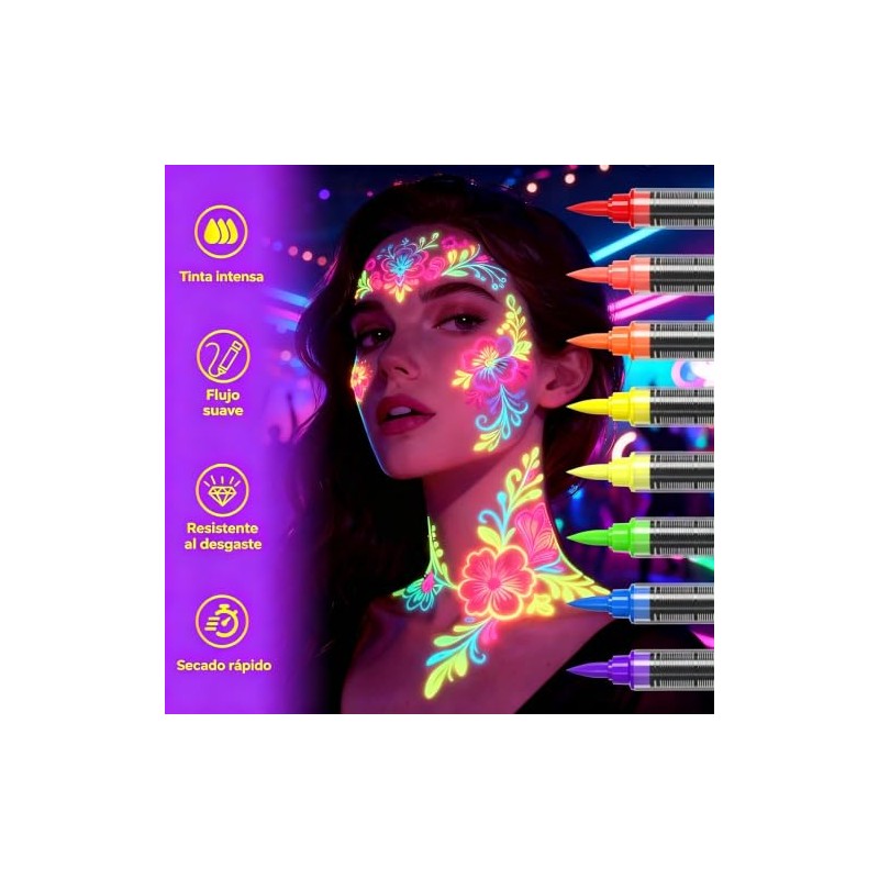 Pintura de Cara de Neón Brillante Uv Cera para Cabello