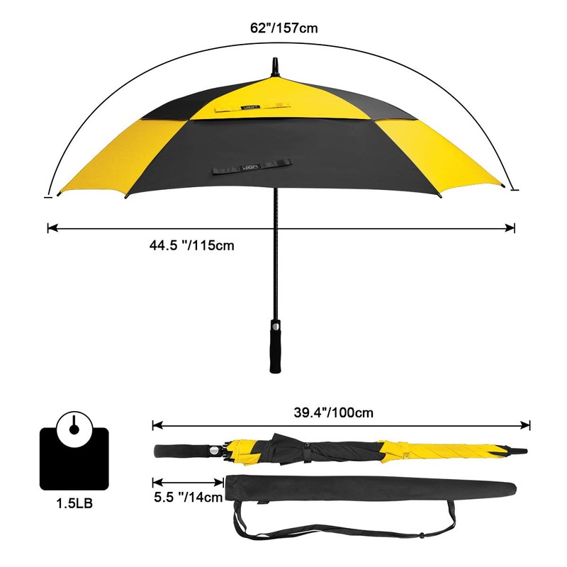 G4Free Extra Large Golf Umbrella 62 inch Square Vented Windproof