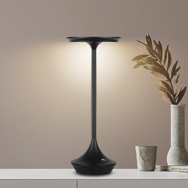 Moddeny Rechargeable Cordless Table Lamps, Portable 4000mAh Battery Table Lights, 3 Color Stepless Dimming LED Wireless Desk Light with Memory Function for Outdoor/Dinner/Bar/Restaurant/Camping