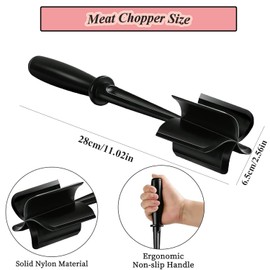 2Pcs Meat Chopper, Premium Heat Resistant Masher and Smasher for Hamburger Meat, Ground Beef, Ground Turkey and More-Non Stick Mix Chopper for Kitchen Tool(Red + Black)