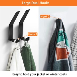 Coat Rack Hooks Wall Mounted, Black 4Packs, KYOEON Bath Towel Rope Hooks for Kitchen, Door, Cabinet, Bathroom, Foyers, Hallways, and Bedrooms