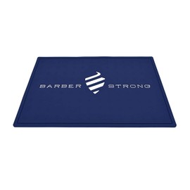 Barber Strong The Barber Mat, Countertop Workstation Mat for from Hair Cutting Tools and Accessories, Extra Grip for Slip-Prevention, Blue w/White Logo