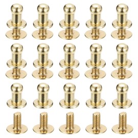sourcing map 4mm Ball Head Stud Rivets Screw Back, 15Pack Round Head Button Nipple Rivet for DIY Leather Craft Handbag Belt, Light Golden