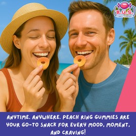 Peach Ring Gummies 8 oz Bag – Fruity Gummy Candy – Fresh, Soft & Chewy – Party, Snack, Candy Buffet – by RUS Candy Company (Peach) (1 Pack)