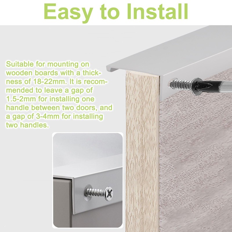 UFURMATE Back Mount Finger Edge Pull, 8Pcs Matte Silver Space