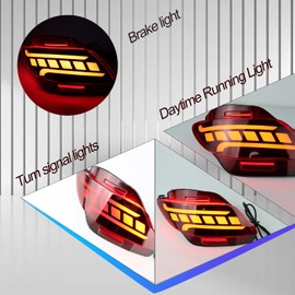 BINQIGOO 2Pc Full LED Rear Bumper Reflector Lights Kit for Lexus RX350 2009 2010 2011 2012 2013 2014 2015 Tail Lamp Brake Fog Lamps Daytime Running Light Turn Signal Lamp Accessories (Red)