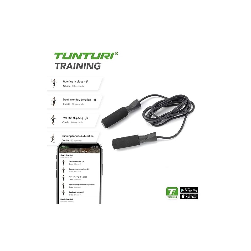 Tunturi Unisex Speed Jump Rope with Tubing, Grey, 20 x