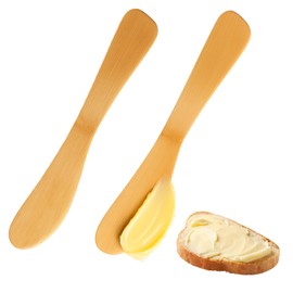 JapanBargain 3793x2, Set of 2 Butter Knives Bamboo Knives Cheese Spreader Jelly Jam Spreader
