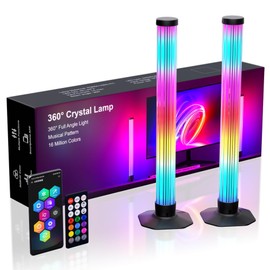 MIWATT 32 cm 360° RGB Smart LED Mood Light with Multiple Modes and Music Synchronization, TV Backlight with Remote Dimmer for Gaming, Computer and Decoration, Pack of 2