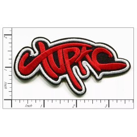 Patchwork Paradise Tupac Red Signature Graffiti Embroidered Iron On Patch West Coast Hip Hop