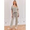 Ekouaer Lounge Sets for Women Ribbed Pajama Set Short Sleeve